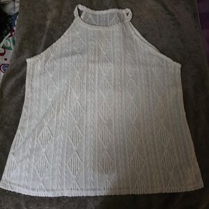 Chic White Patterned Tank Top Size XL
